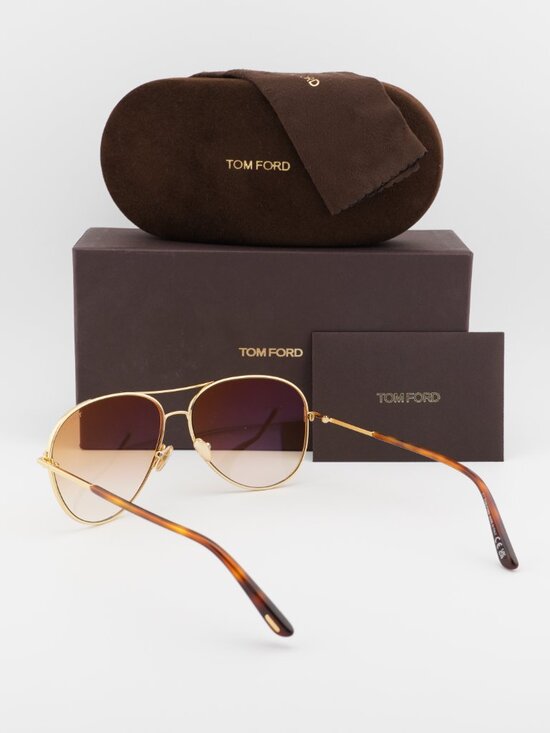 Tom Ford Clark FT0823 30F Aviator Sunglasses - Gold / Havana / Brown main image 9